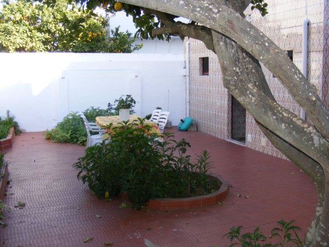 Living room with traditional Portuguese floor tiles